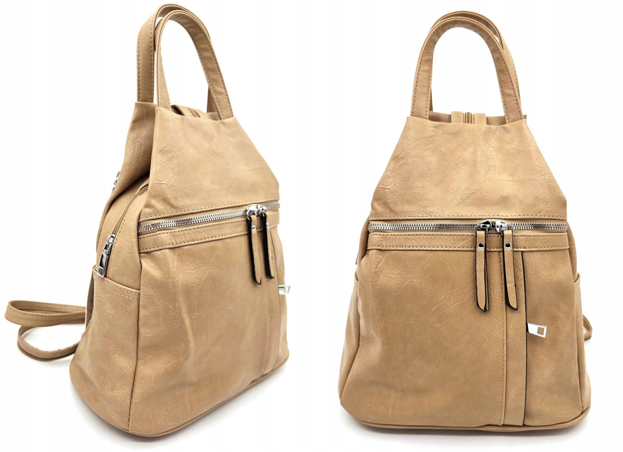 Women's backpack 2in1 - practical elegance in camel color!