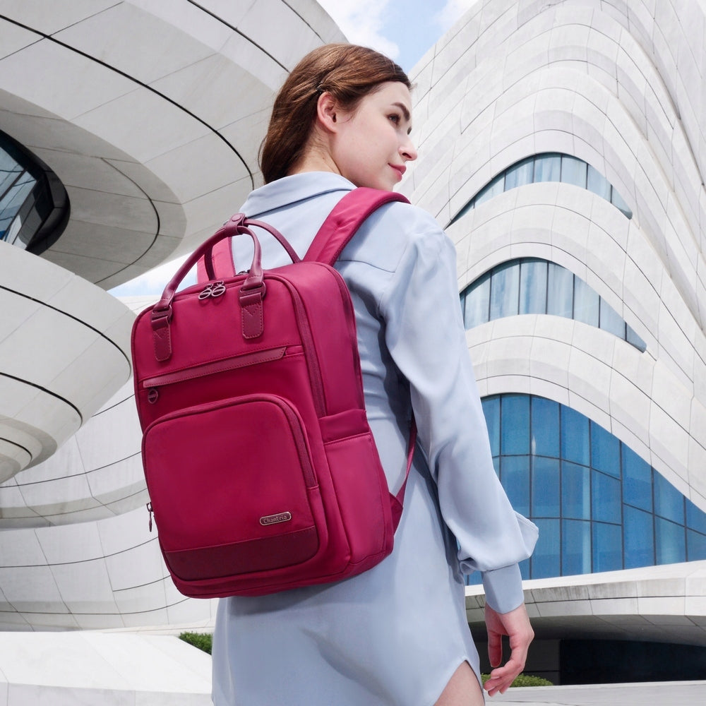 Women's backpack Chantria CB00765 for laptop 15,6" two-chamber red wine Brand Chantria