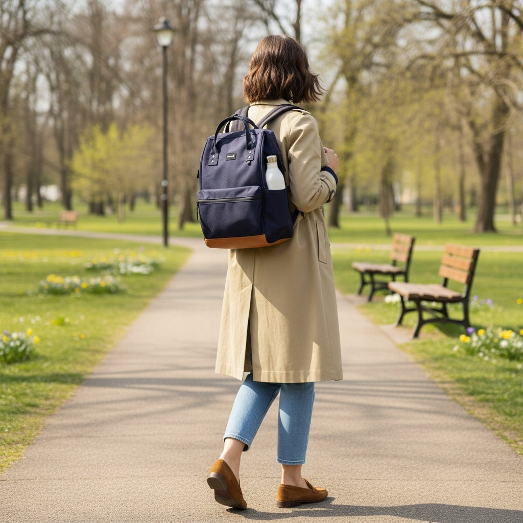 Women's backpack Himawari 124 for laptop 15,6" with USB waterproof #03 navy blue Brand Himawari