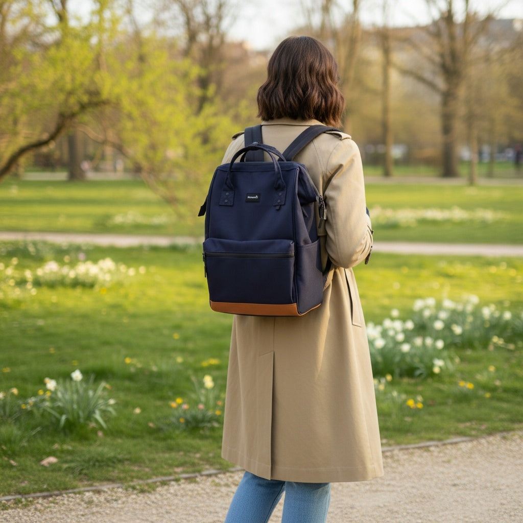 Women's backpack Himawari 124 for laptop 15,6" with USB waterproof #03 navy blue Packaging status original