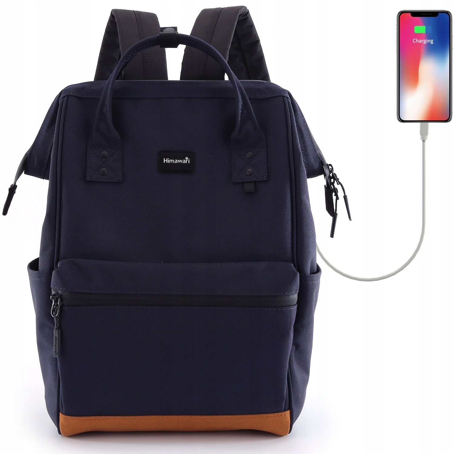 Women's backpack Himawari 124 for laptop 15,6" with USB waterproof #03 navy blue