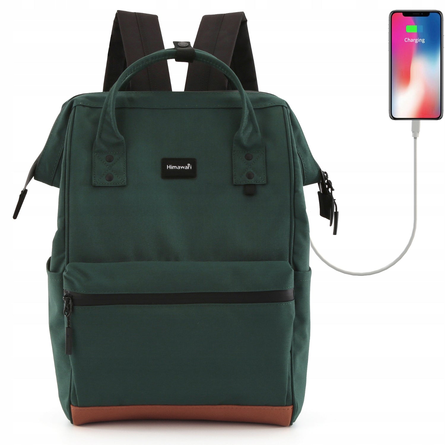 Women's backpack Himawari 124 for laptop 15,6 with USB waterproof bottle herb