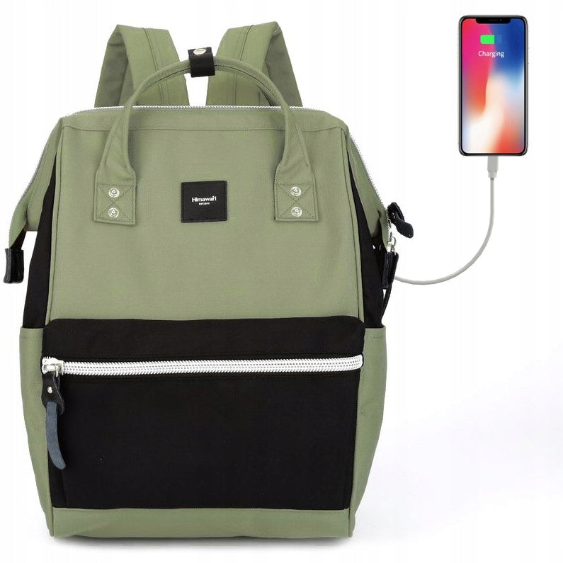 Women's backpack Himawari Sorrel HM1881 for laptop 15,6 USB #37 green-black