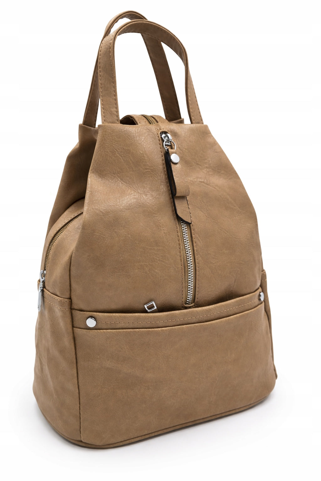 Women's backpack Marco Contti camel eco leather look 2in1 urban casual Brand Marco Contti