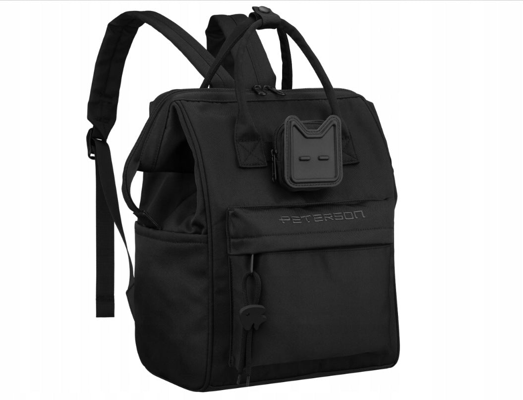 Women's backpack PETERSON black with laptop pouch for university work