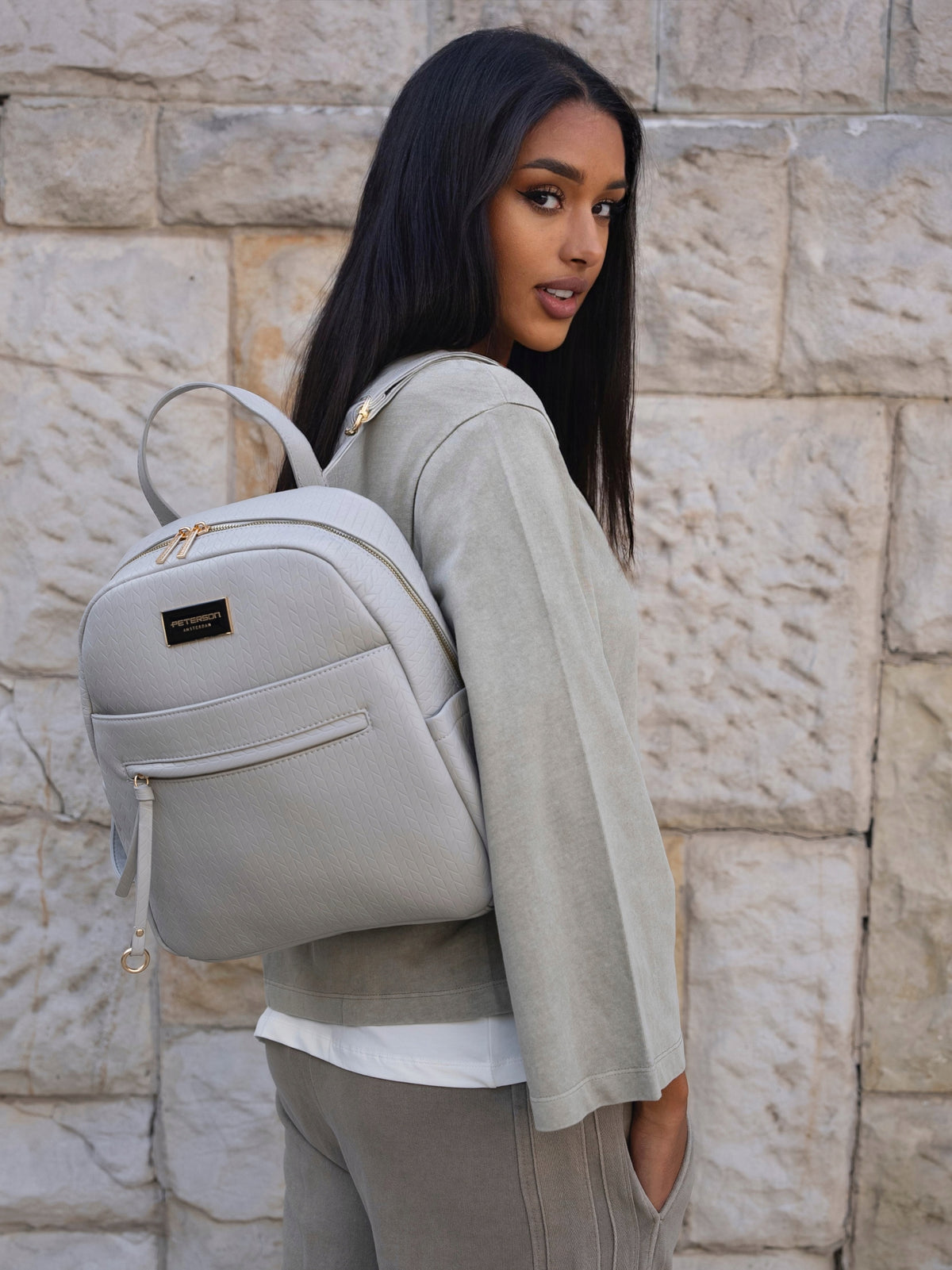 Women's backpack Peterson urban stylish eco leather Packaging status original