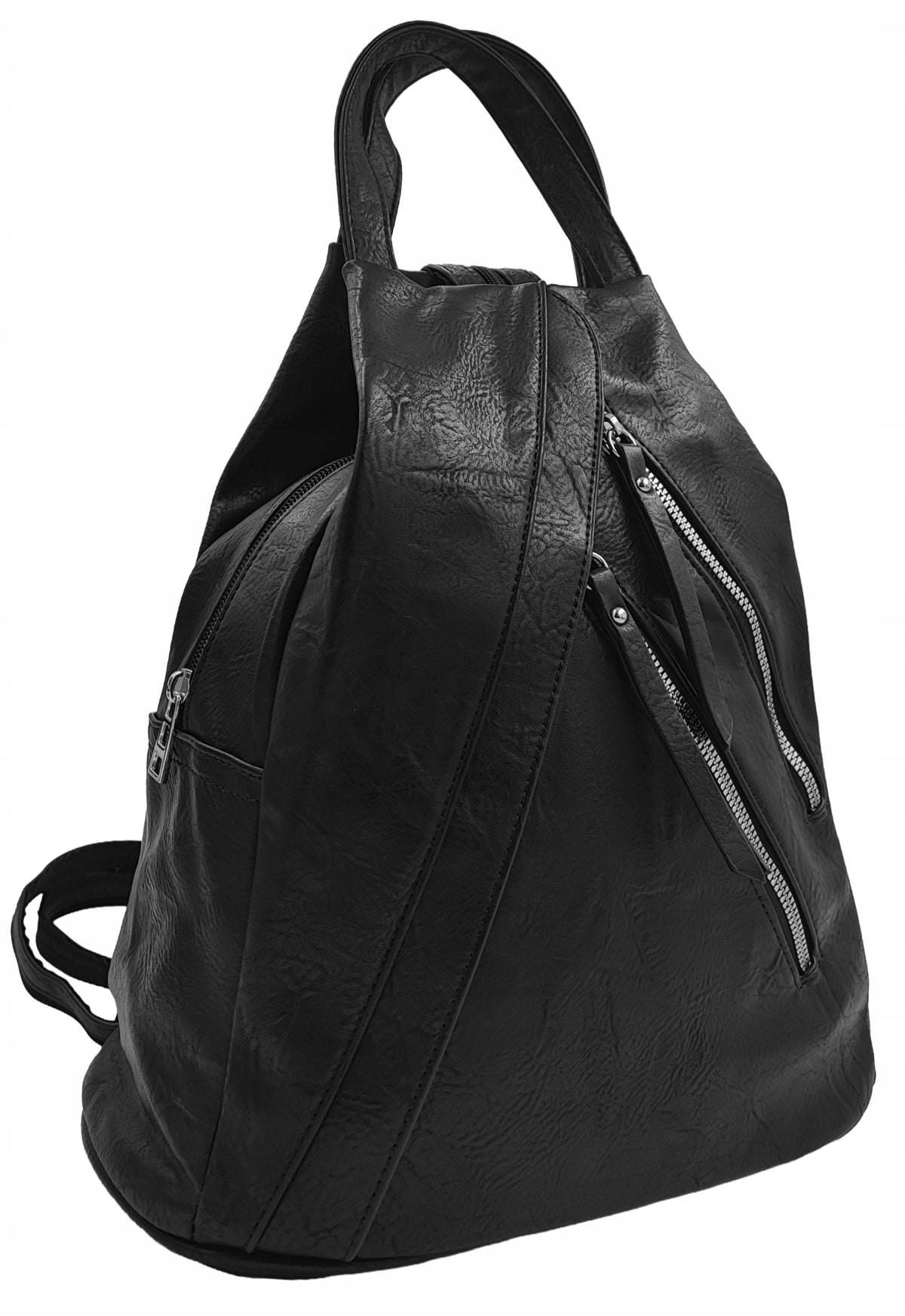 Women's backpack-bag made of eco leather BLACK | adjustable straps Brand Marco Contti