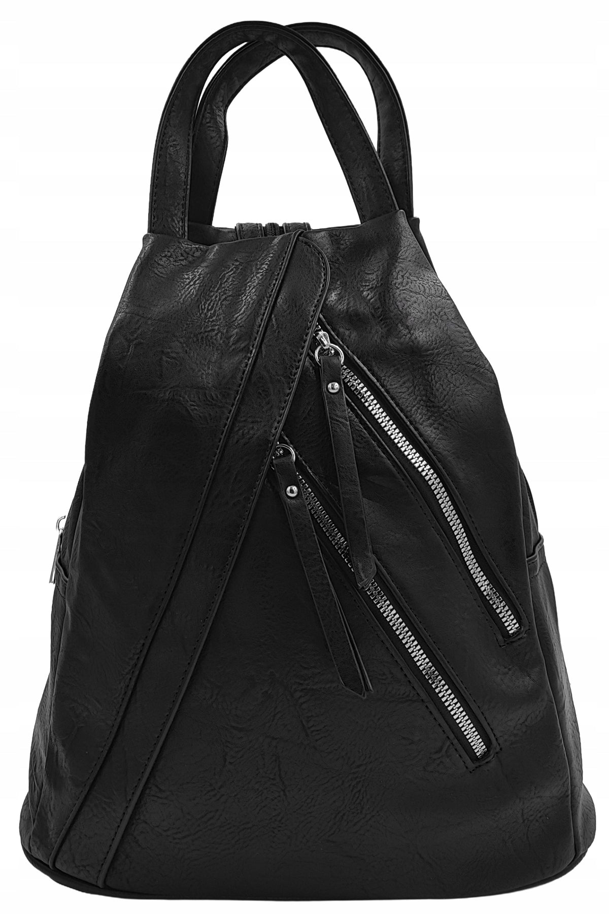 Women's backpack-bag made of eco leather BLACK | adjustable straps Packaging status original