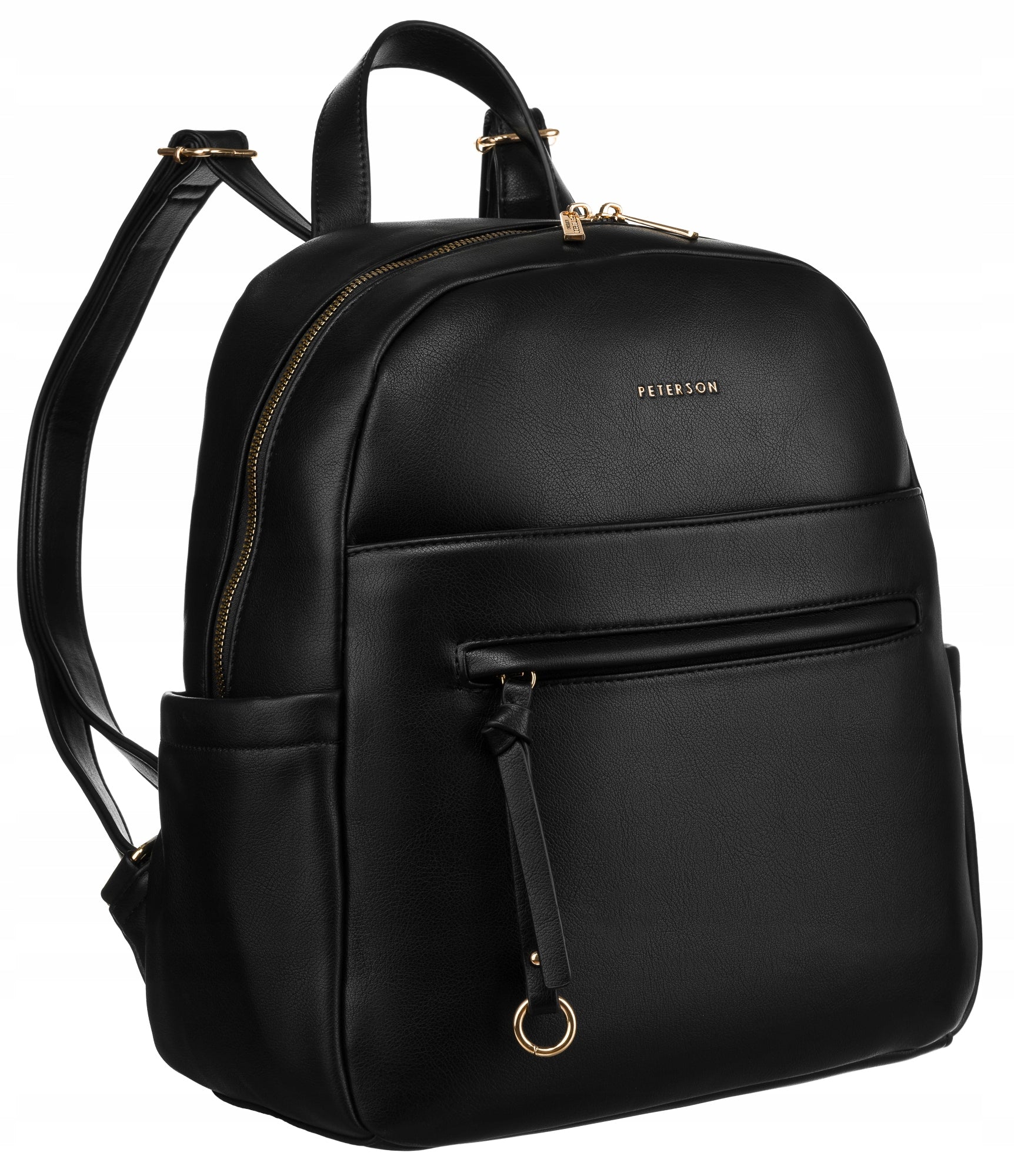 Women's backpack black PETERSON urban stylish elegant eco leather backpack