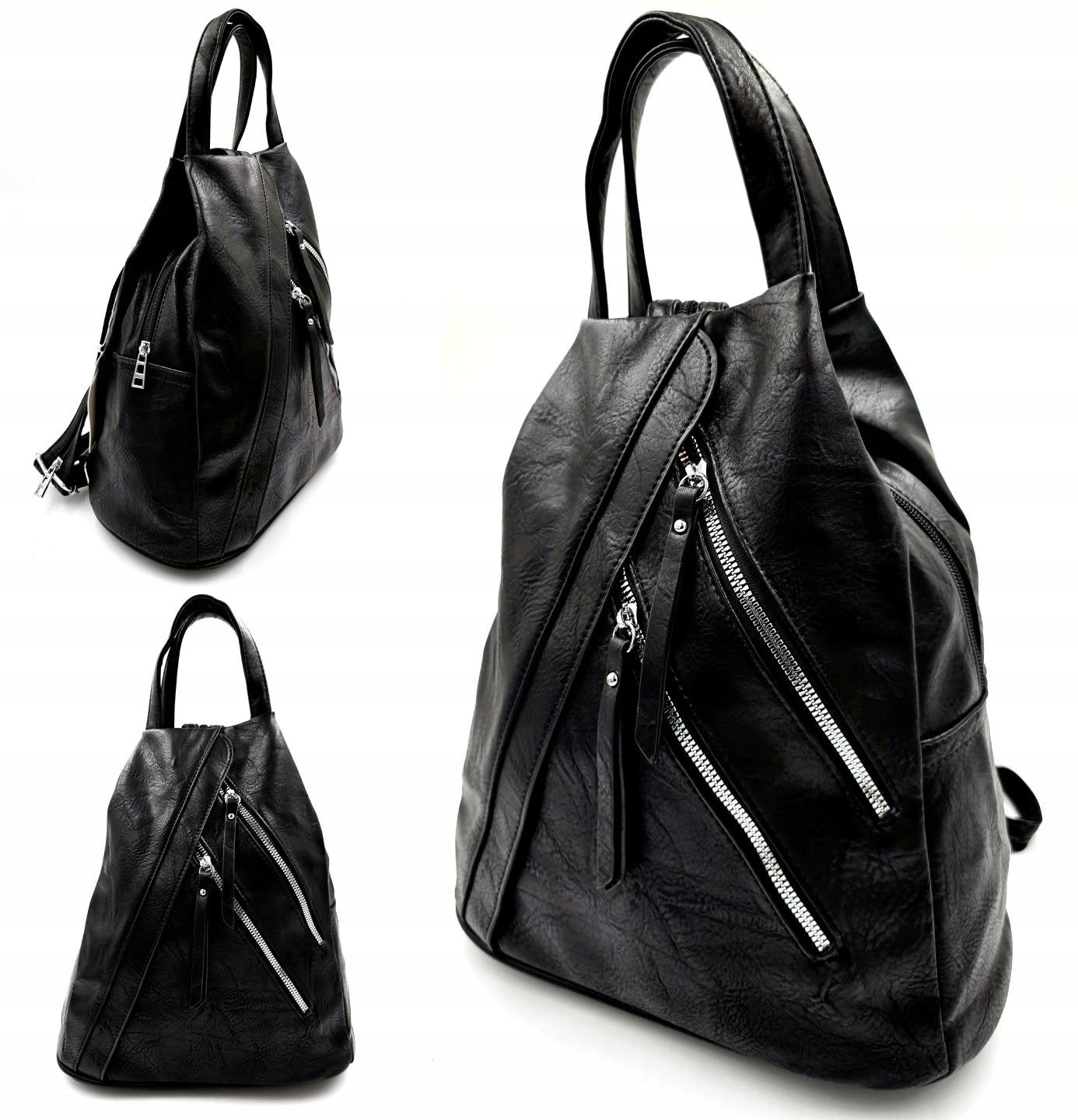 Women's backpack black eco leather Marco Contti elegant urban
