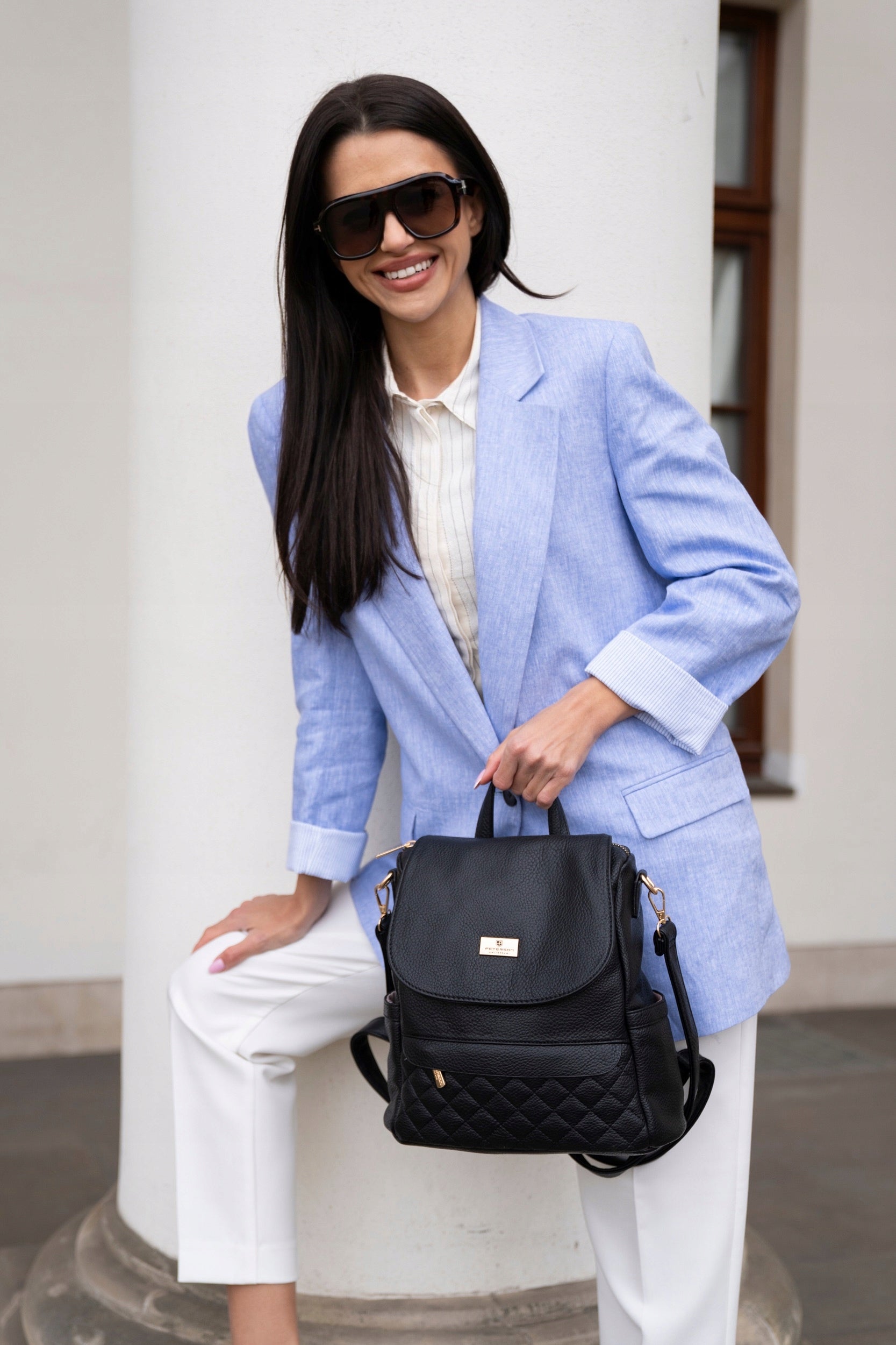 Women's backpack in eco leather Peterson with belt handbag eco leather Packaging status original