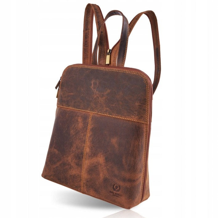 Women's backpack leather brown vintage, women's backpack Paolo Peruzzi Brand Paolo Peruzzi
