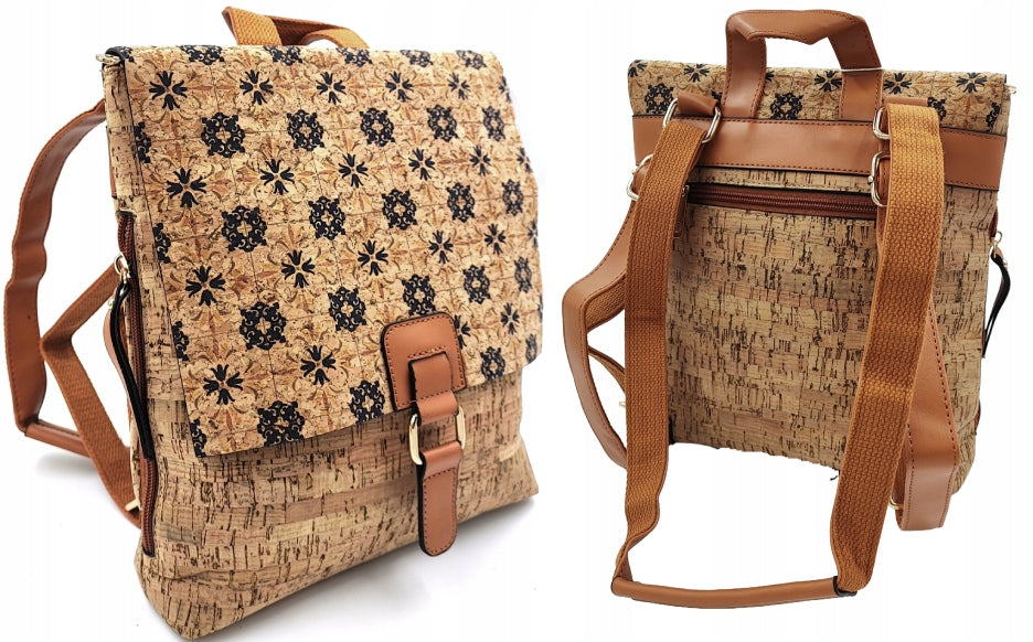 Women's backpack made of natural cork 2in1 - elegant handbag and backpack in one
