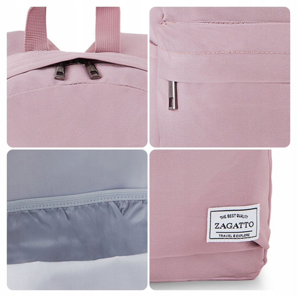 Women's backpack pink for work school backpack youth roomy A4 ZAGATTO Brand Zagatto