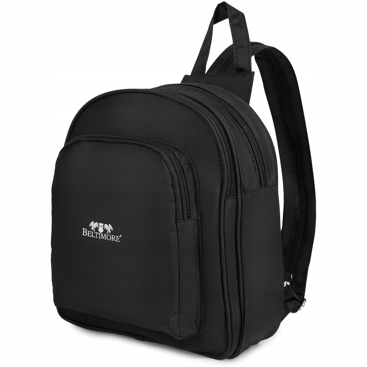 Women's backpack small light three-chamber elegant black Beltimore