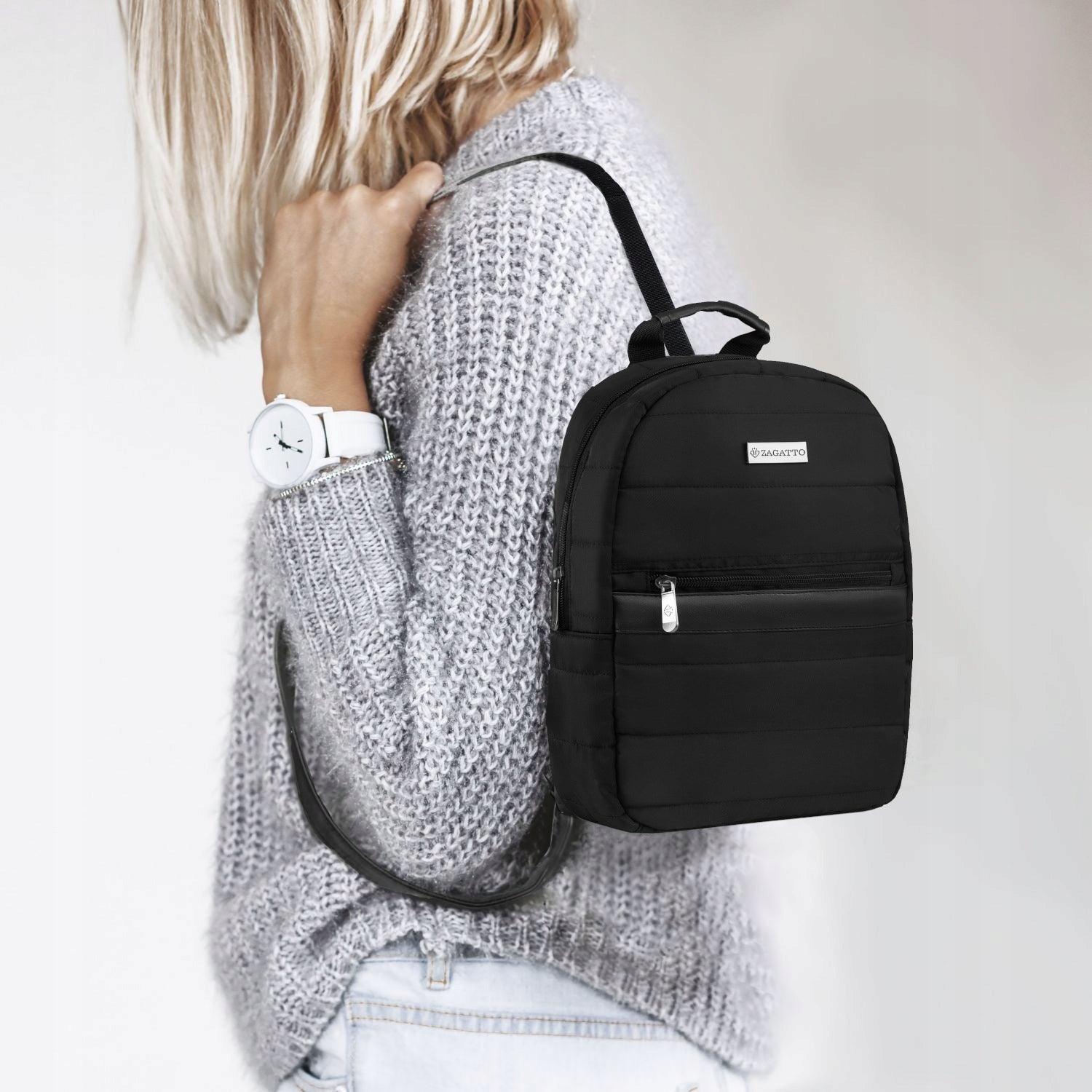Women's backpack urban quilted black elegant roomy backpack ZAGATTO Brand Zagatto