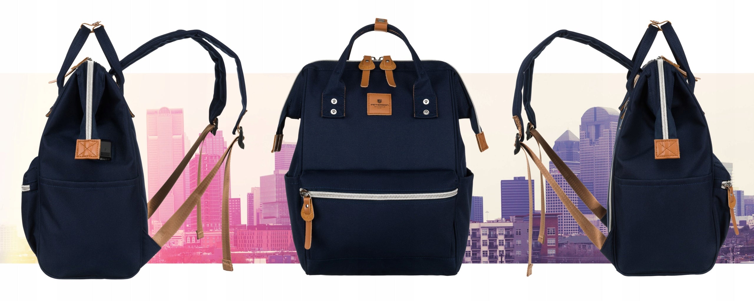 Women's backpack with USB city travel laptop for airplane fashionable Peterson Packaging status original