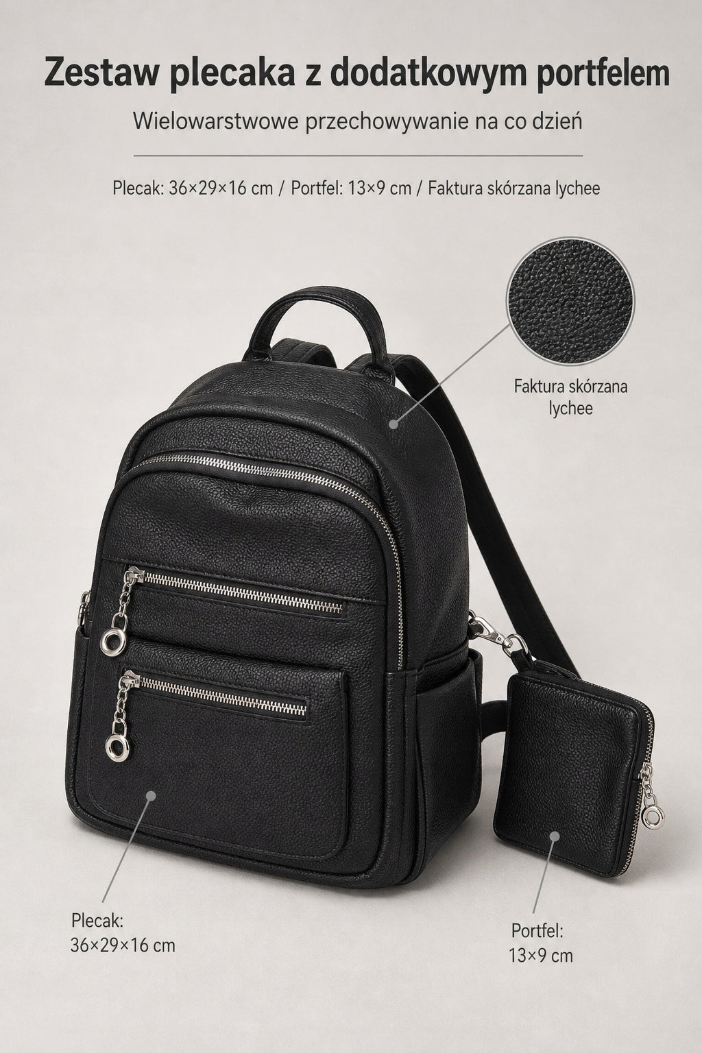 Women's backpack with wallet Packaging status original
