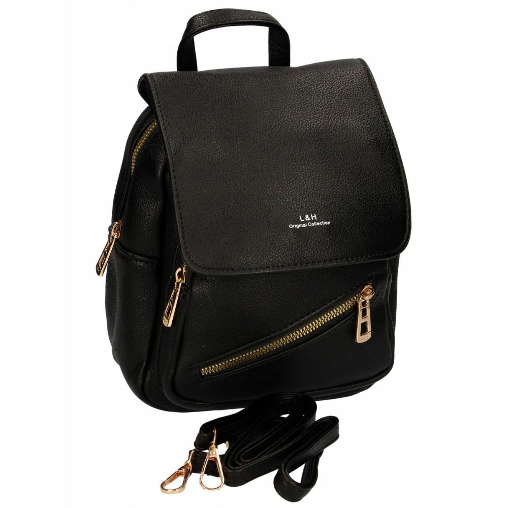Women's bag-backpack black with gold elements backpack bag Kind city