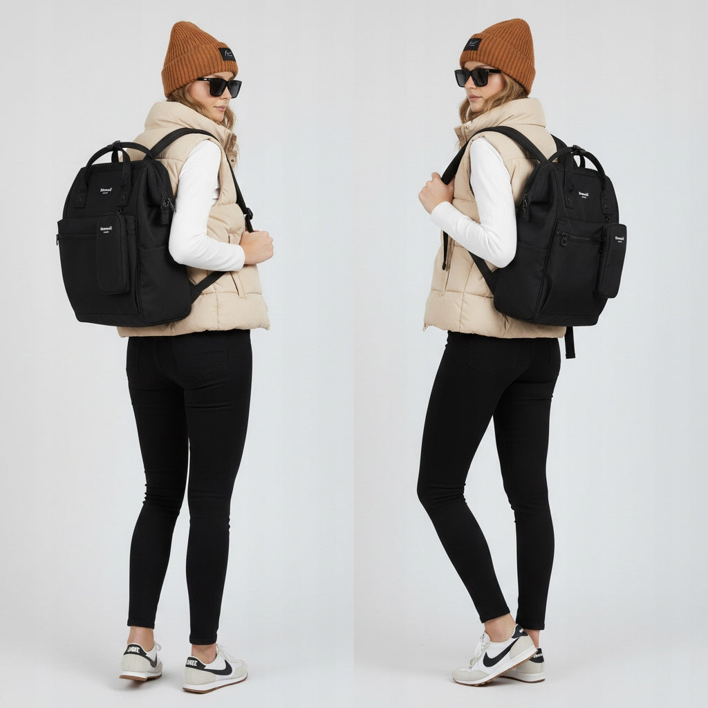 Women's city backpack Himawari 1027 for laptop 15,6 + removable case black Packaging status original