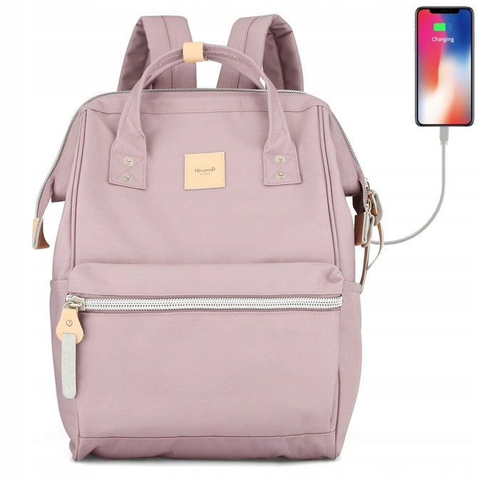 Women's city backpack Himawari HM1881 for laptop 13,3 USB light purple