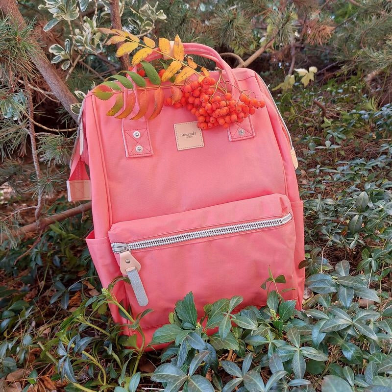 Women's city backpack Himawari HM1881 for laptop 13,3 USB pink blue Brand Himawari