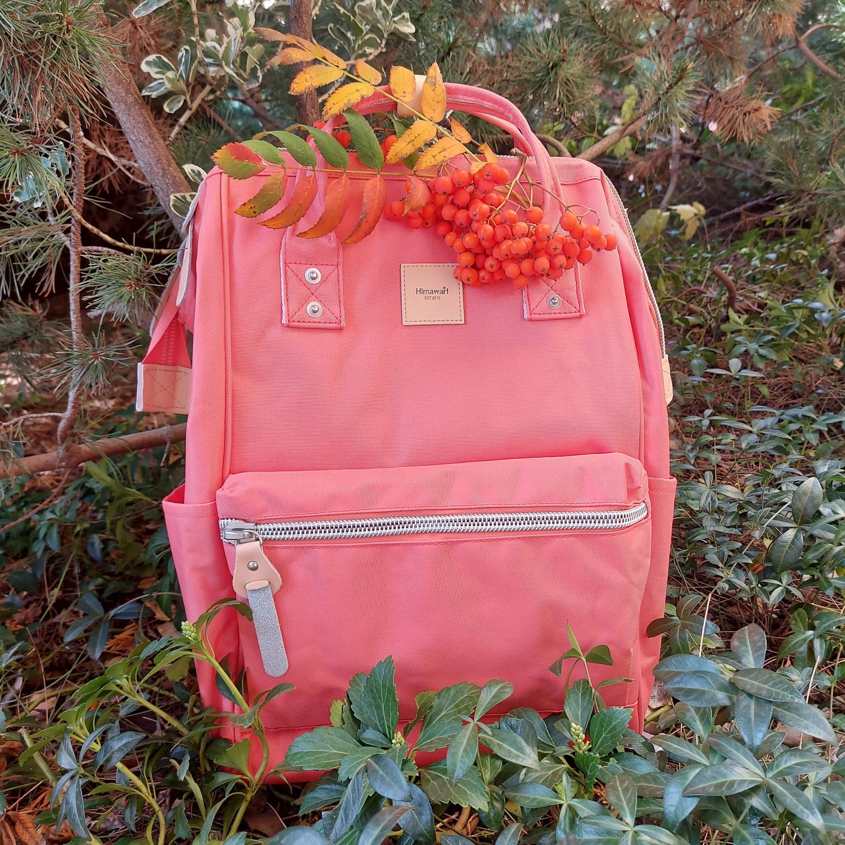 Women's city backpack Himawari HM1881 for laptop 13,3 USB pink blue EAN (GTIN) 6972821263602