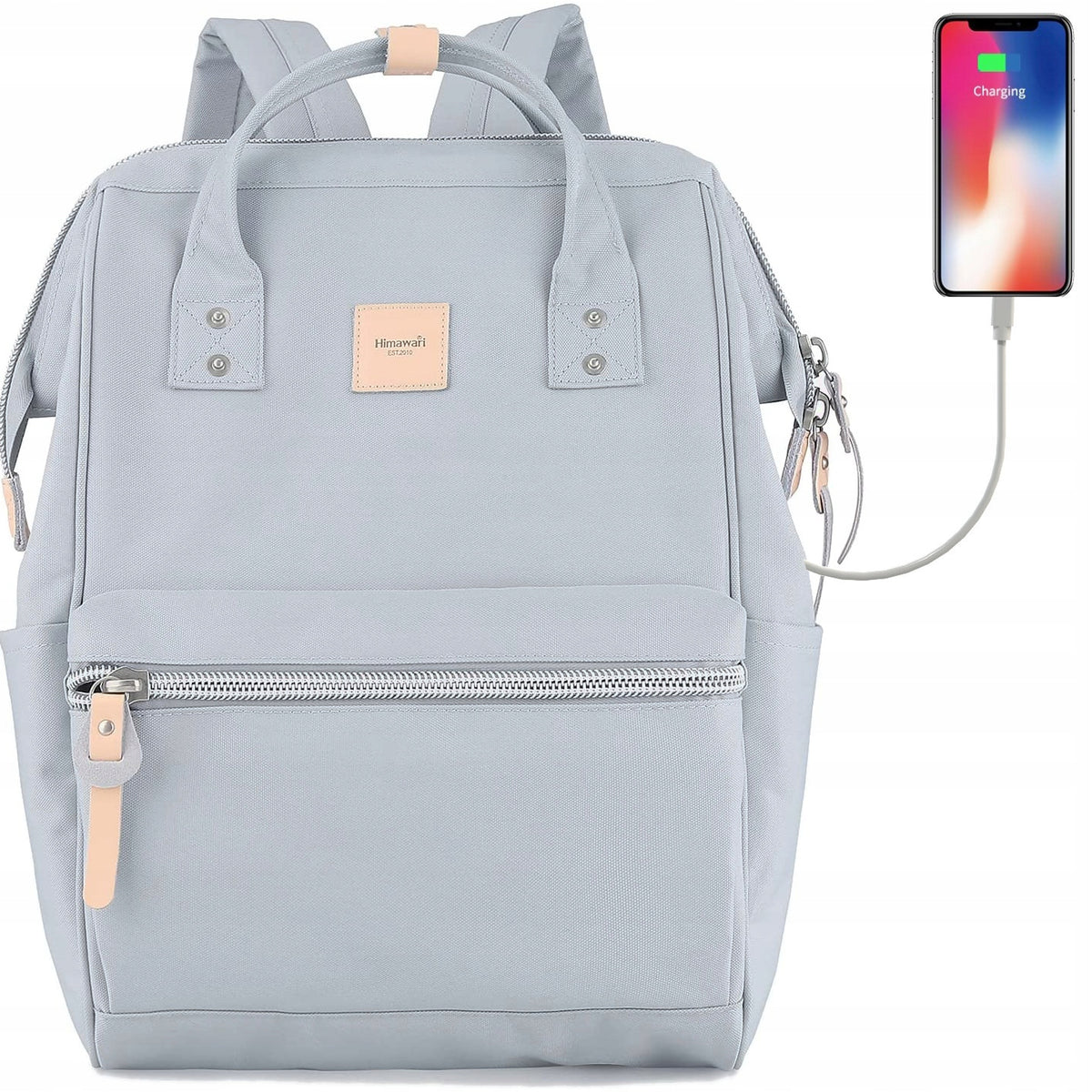 Women's city backpack Himawari Sorrel HM1881 for laptop 13,3 USB naked grey Brand Himawari