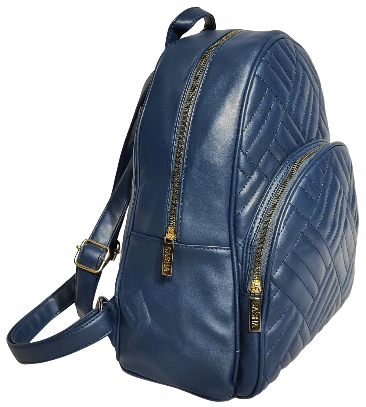 Women's eco leather backpack | Quilted | Navy blue | Elegant and roomy Brand Marco Contti