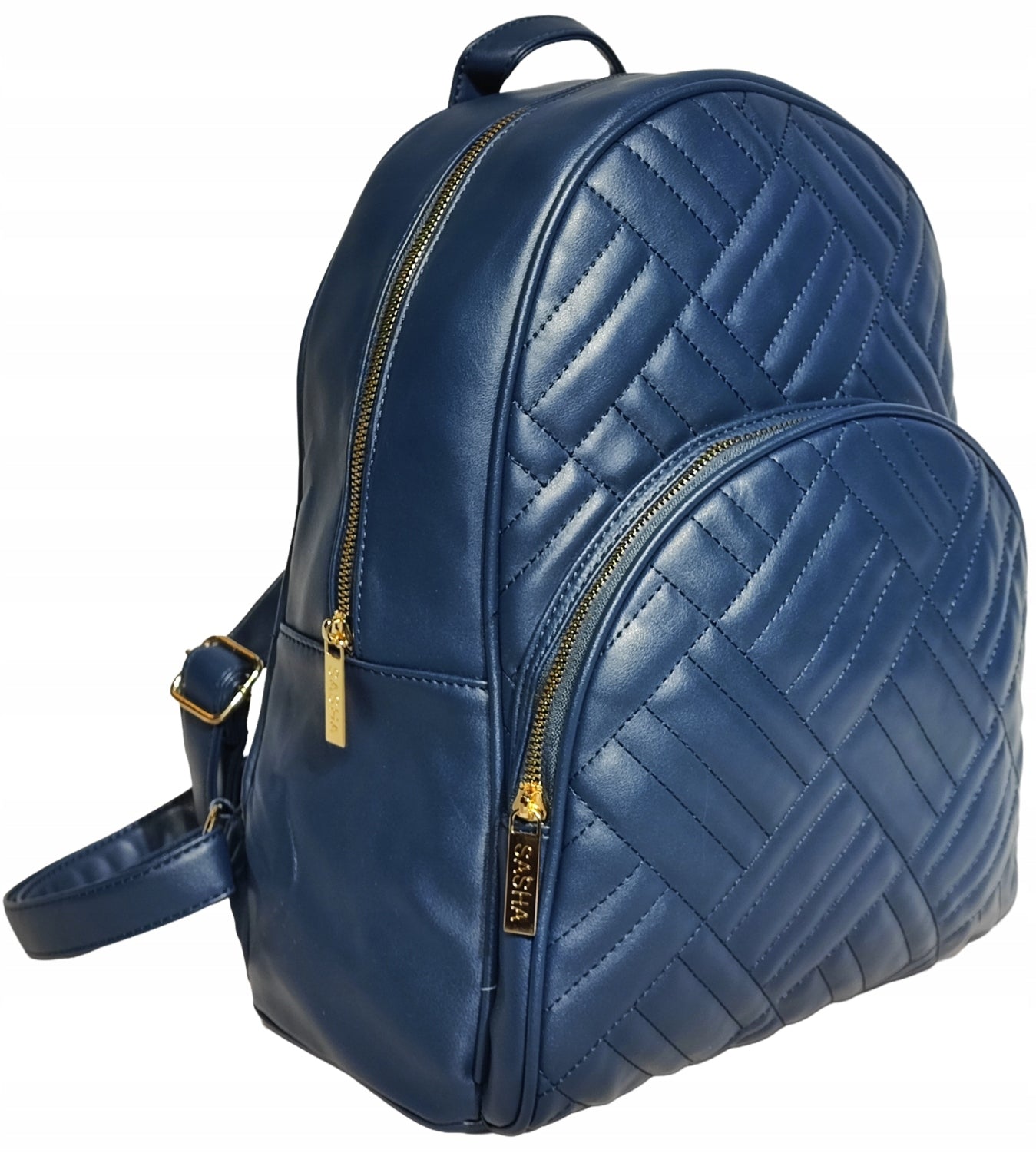 Women's eco leather backpack | Quilted | Navy blue | Elegant and roomy