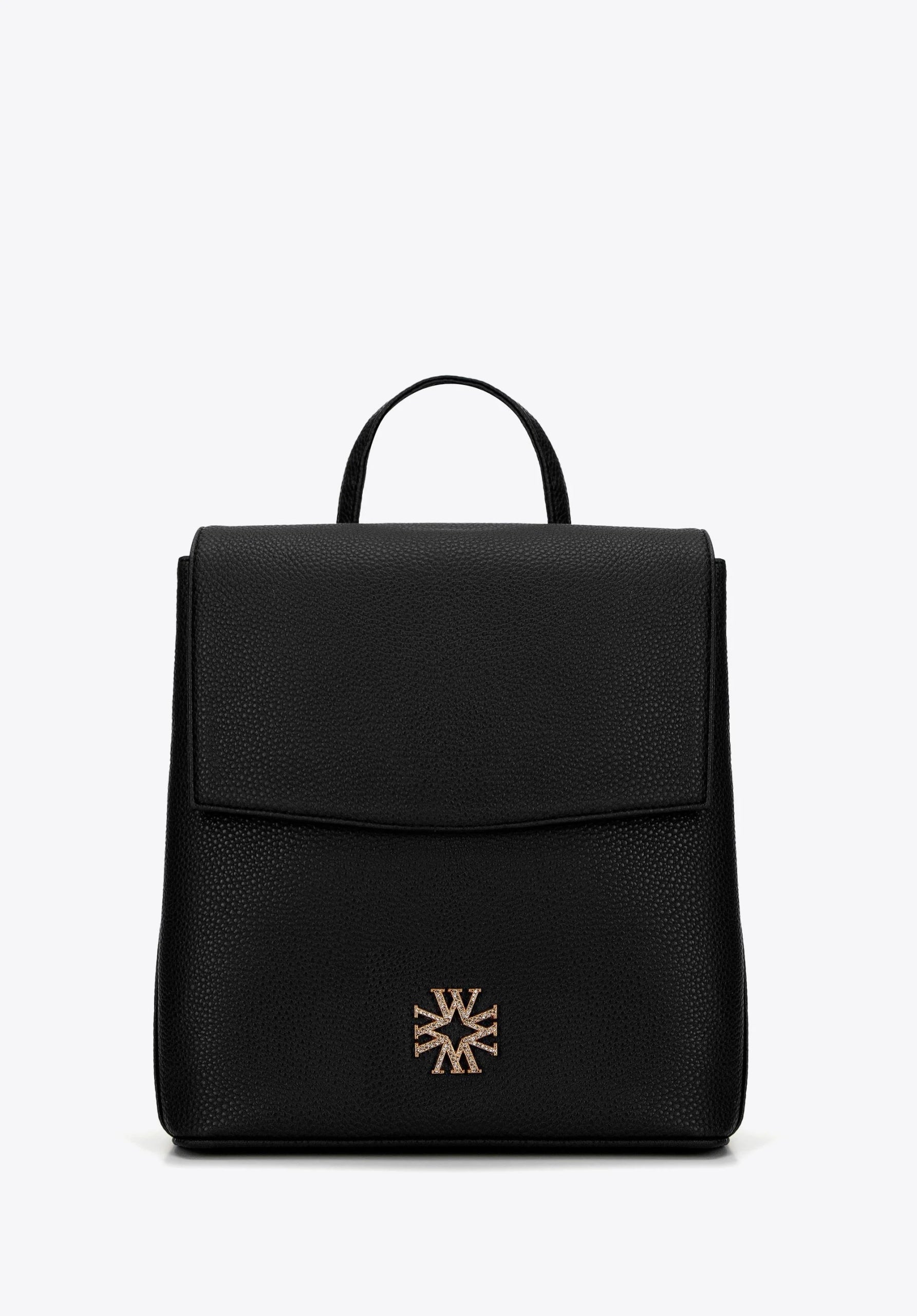 Women's eco-leather backpack with flap WITTCHEN 29-4Y-018-B1 black