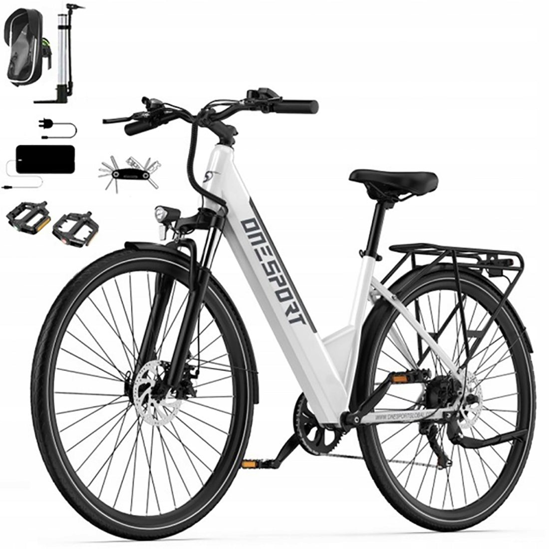 Women's electric city bike ONESPORT OT12 36V13Ah 250W 25km/h 27.5" Foldability partially assembled, calibrated