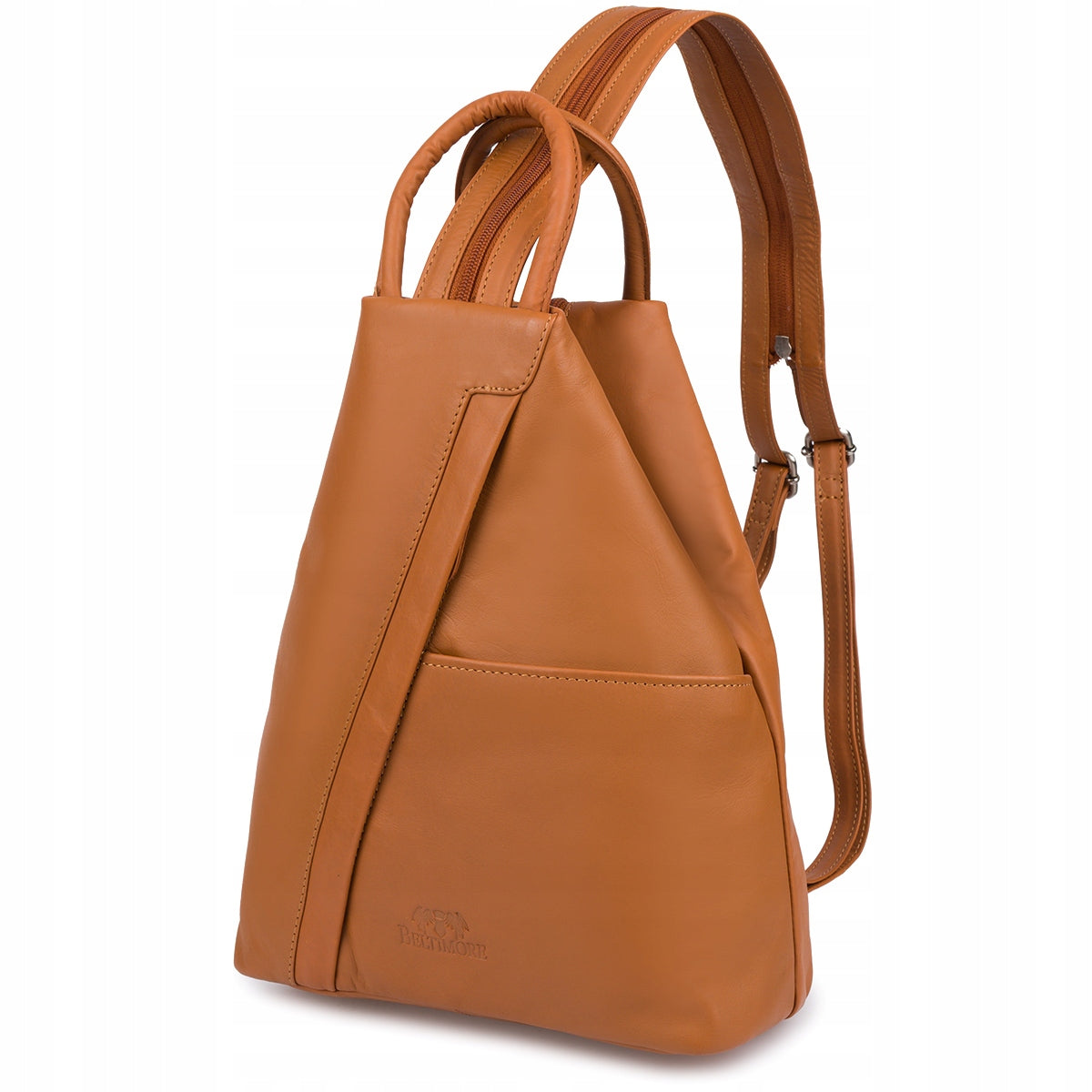 Women's leather backpack iconic Italian shoulder camel backpack Beltimore