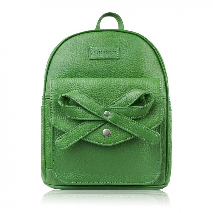 Women's leather backpack with bow green Paolo Peruzzi city backpack