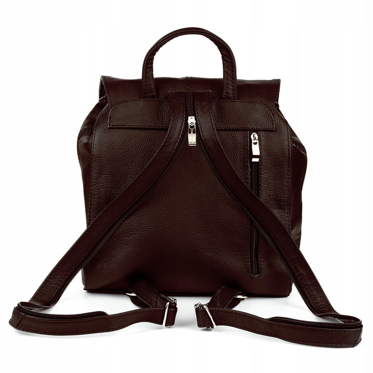 Women's leather backpack with flap solid large elegant roomy Beltimore Manufacturer code S41brown