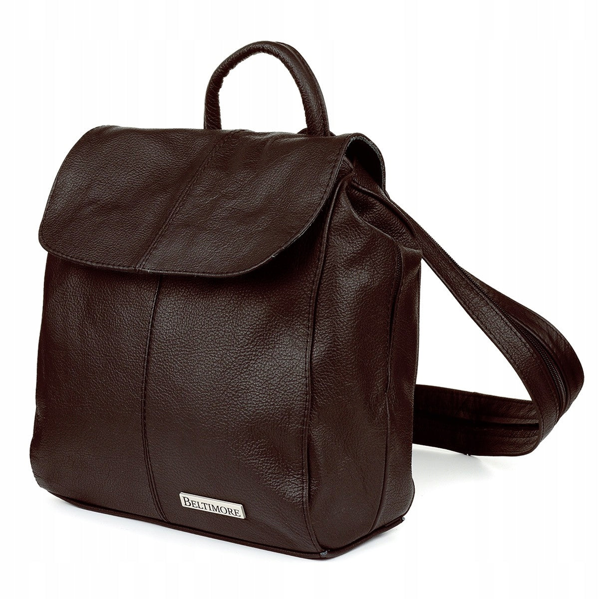 Women's leather backpack with flap solid large elegant roomy Beltimore