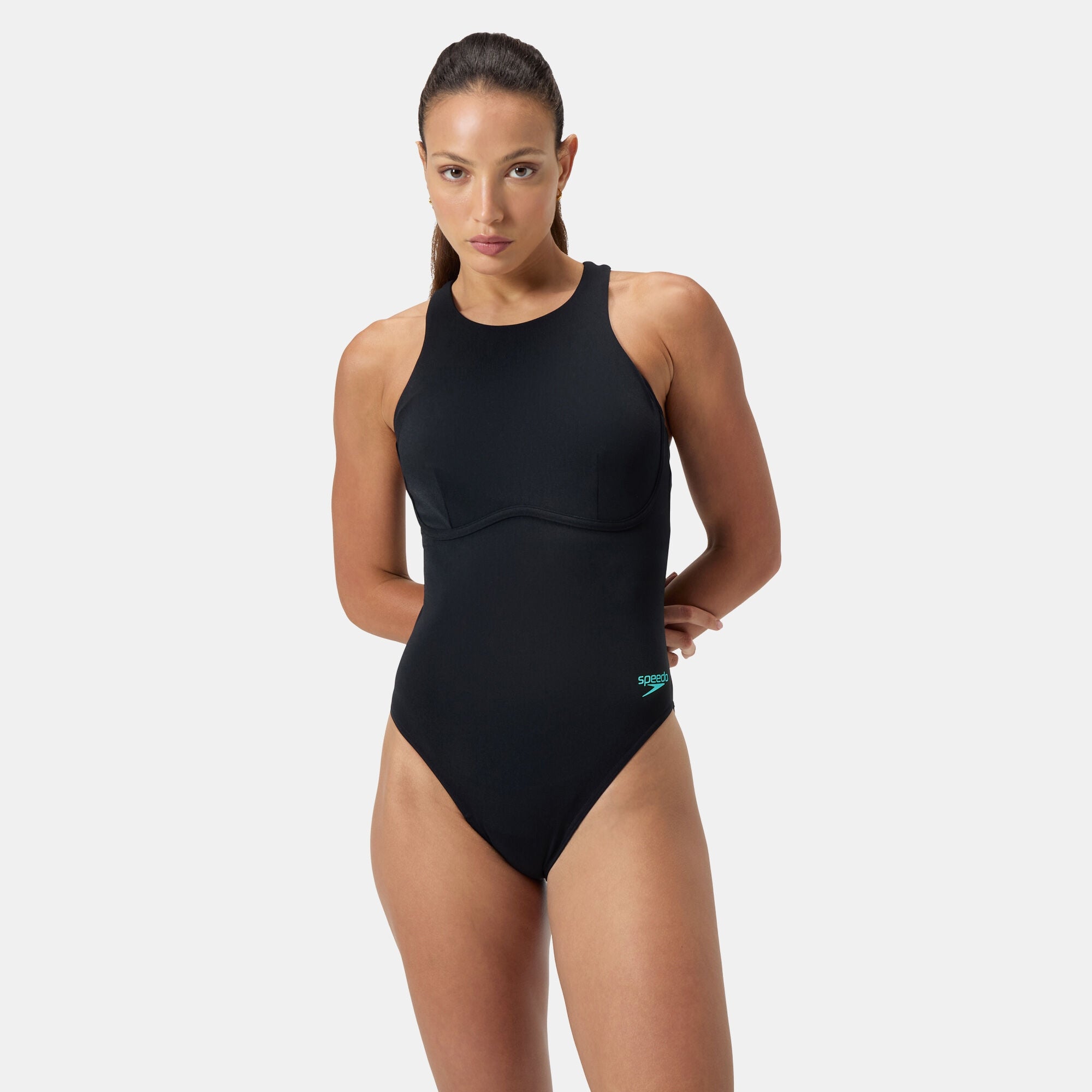 Women's one-piece swimsuit Speedo Racer Zip anthracite 38 M Kind women