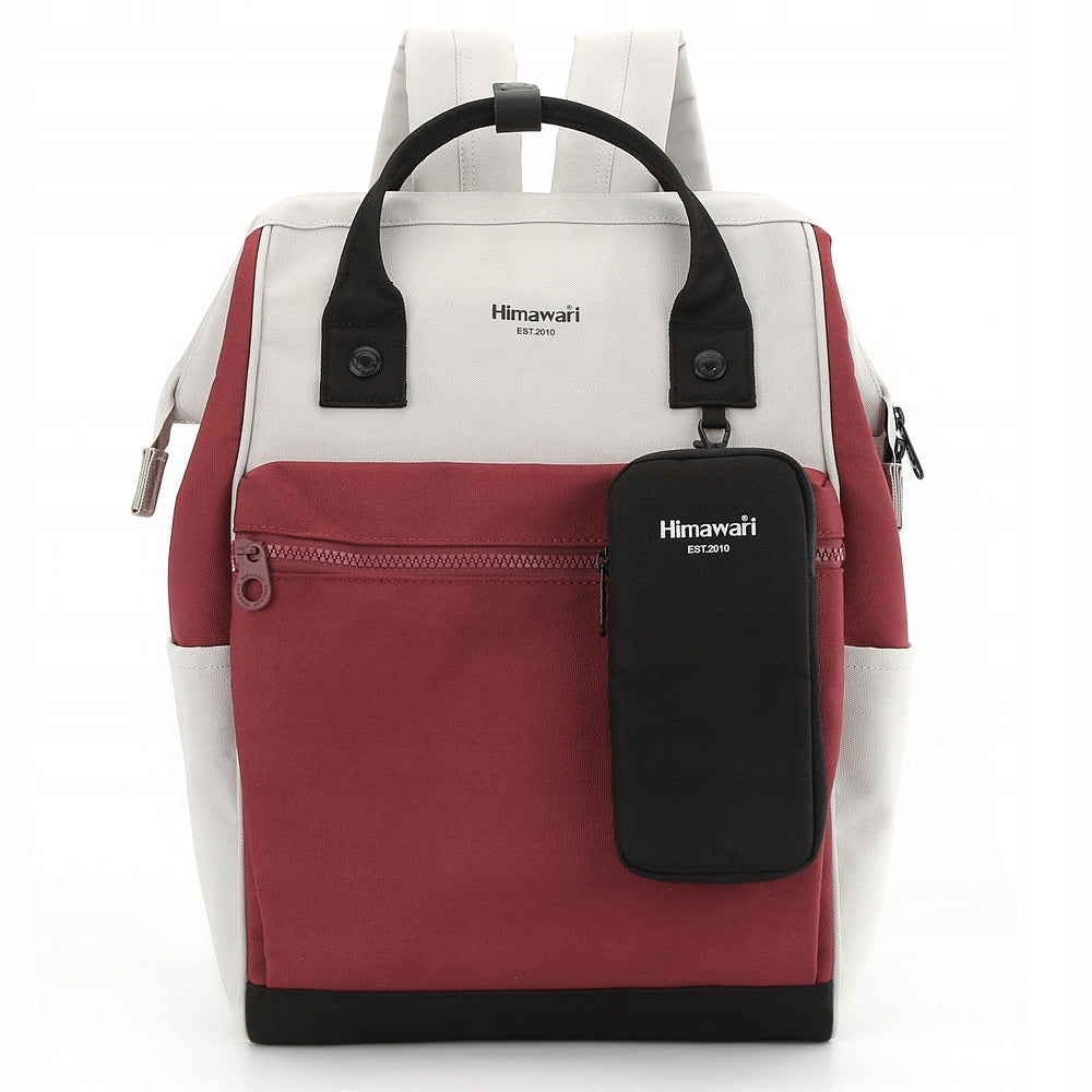 Women's school backpack Himawari 1027 for laptop 15,6 + case light grey-bordo
