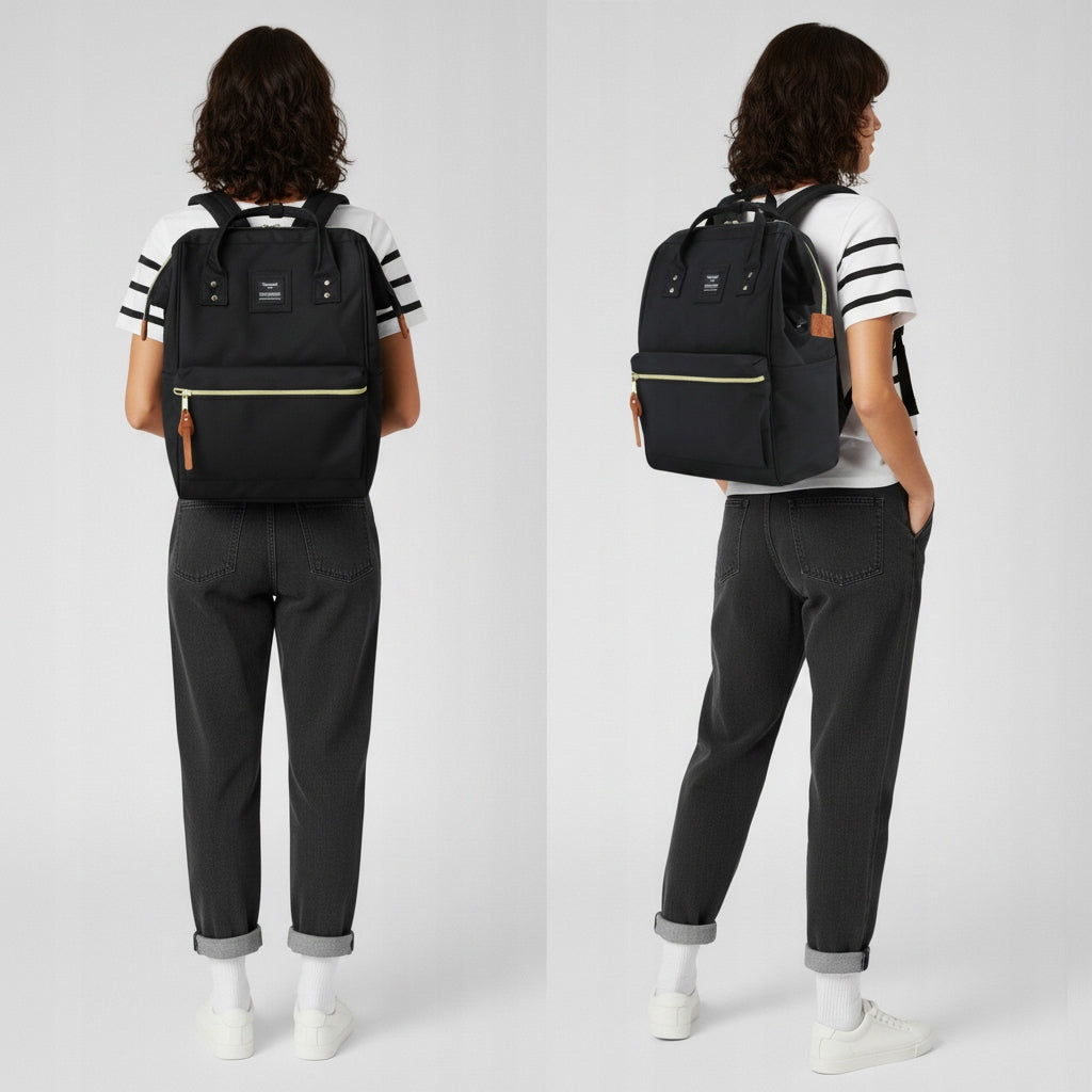 Women's school backpack Himawari 9001 for laptop 15,6 USB #01 black Packaging status original