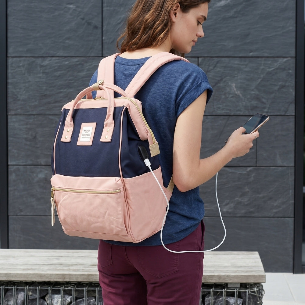 Women's school backpack Himawari 9001 for laptop 15,6 USB #09 pink-blue Brand Himawari