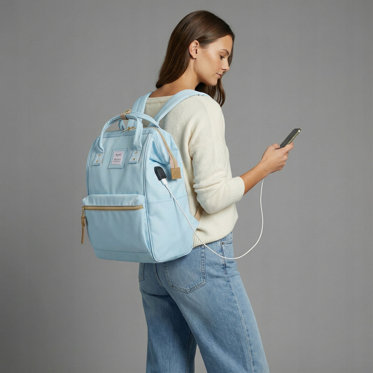 Women's school backpack Himawari 9001 for laptop 15,6 USB #14 blue Brand Himawari