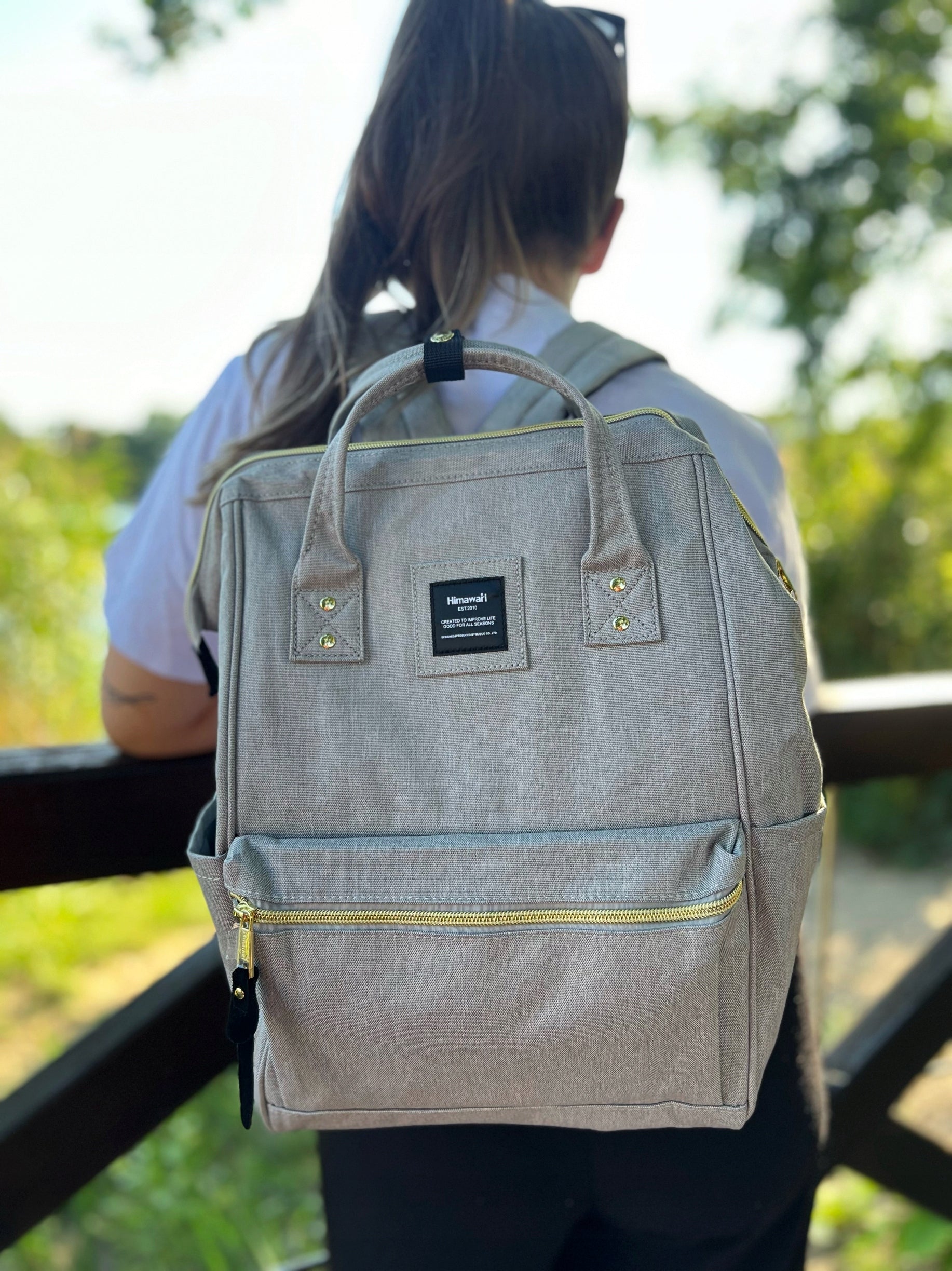 Women's school backpack Himawari 9001 for laptop 15,6 USB #33 light grey Manufacturer code 9001
