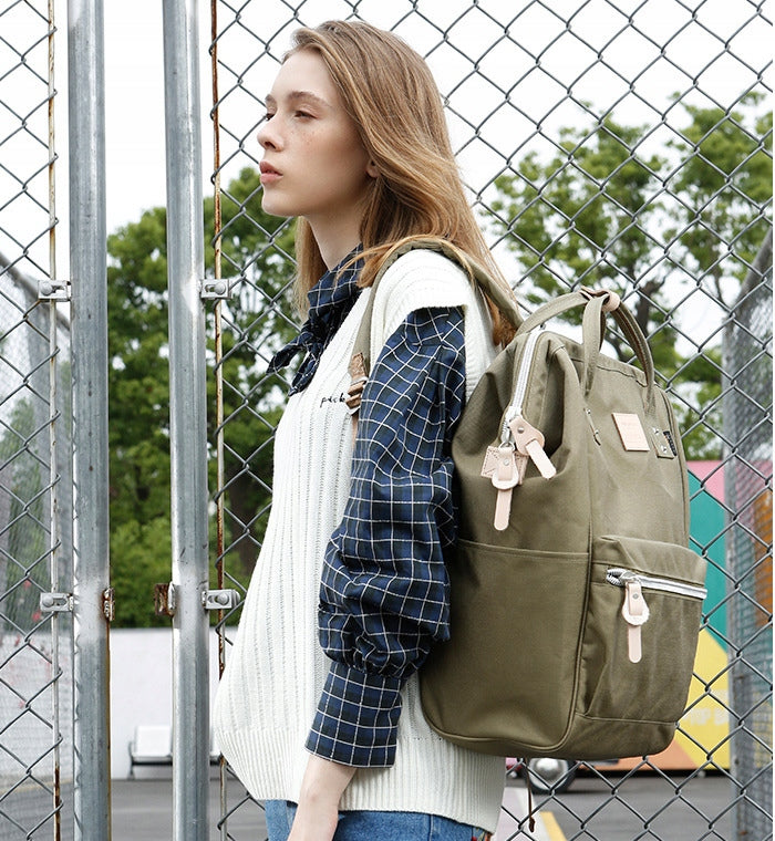 Women's school backpack Himawari HM1882 for laptop 17,3 CORDURA green Brand Himawari