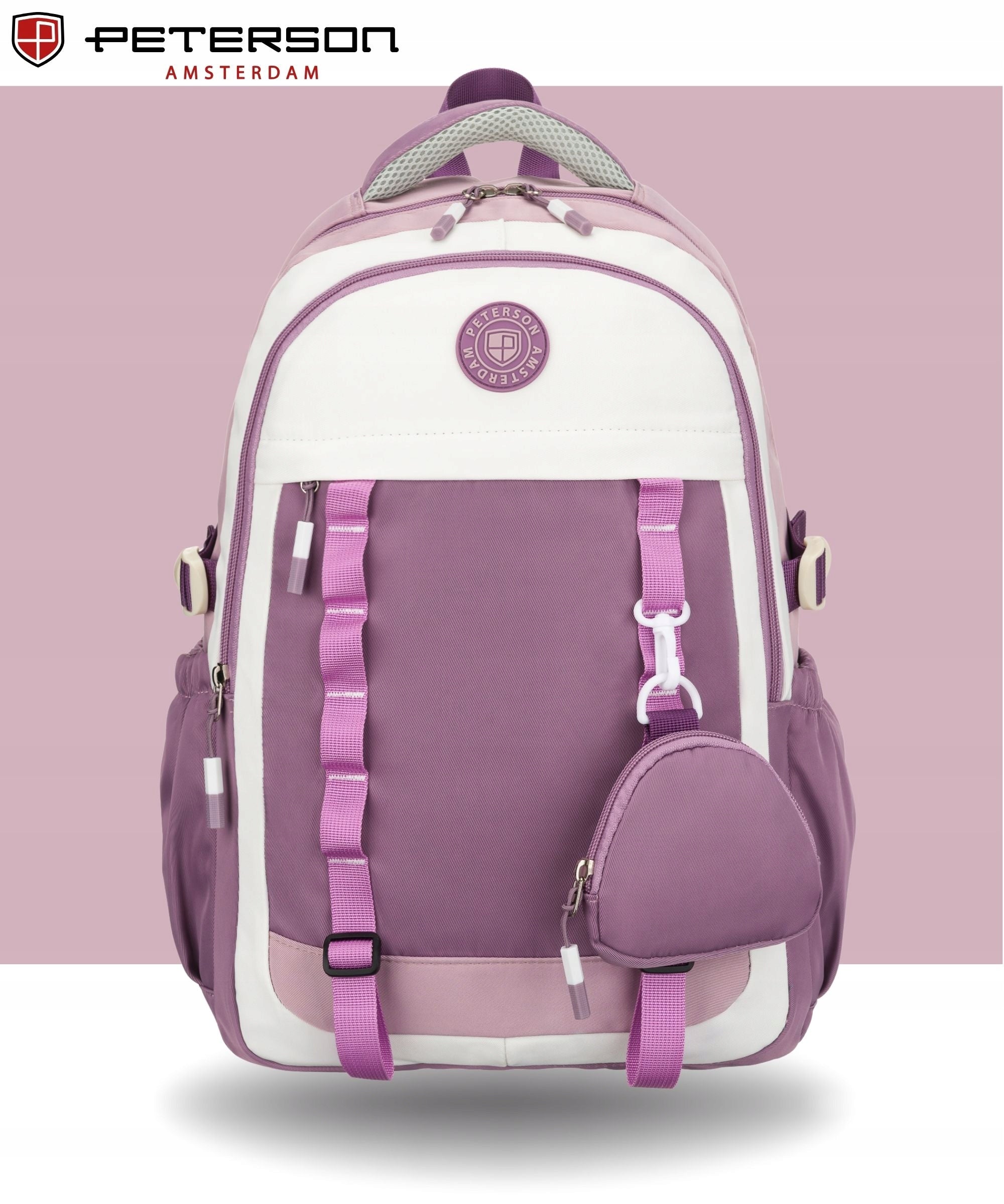 Women's school backpack for girls Peterson roomy with sachet Manufacturer code Plecak szkolny młodzieżowy 8603 PURPLE