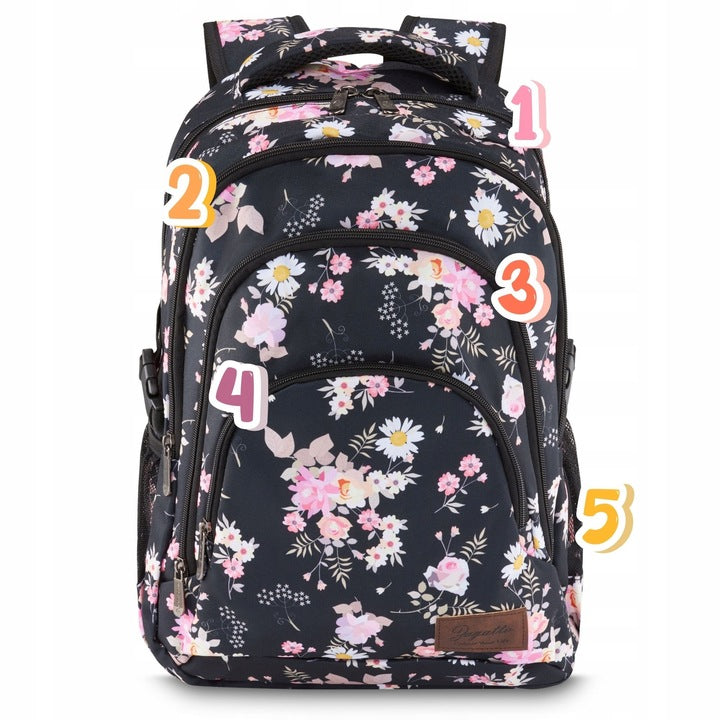 Women's school backpack large roomy with flowers ZAGATTO ZG879 Manufacturer code ZG879