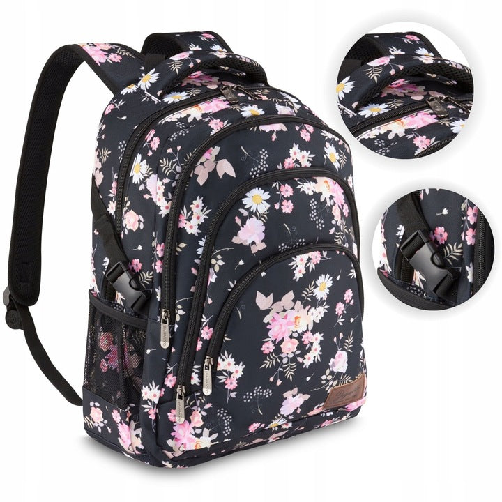 Women's school backpack large roomy with flowers ZAGATTO ZG879