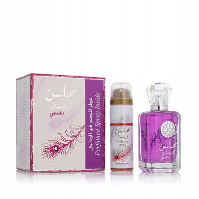 Women's set Lattafa Mahasin Crystal Violet 100 ml EDP + 50 ml DEO Packaging status original