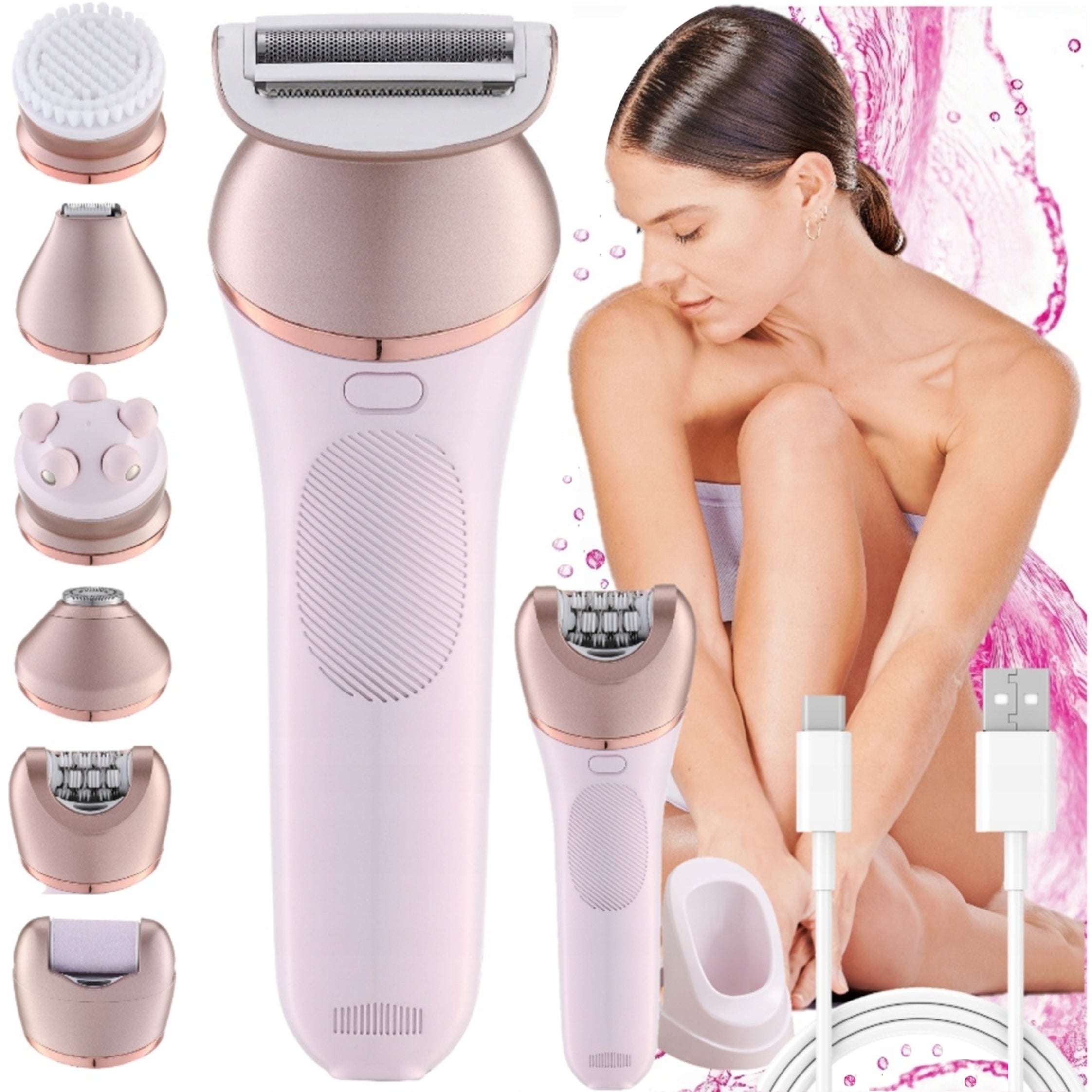 Women's shaver ZILAN ZLN8745 EPILATOR BODY LEG BIKINI WET&DRY USB 11IN1