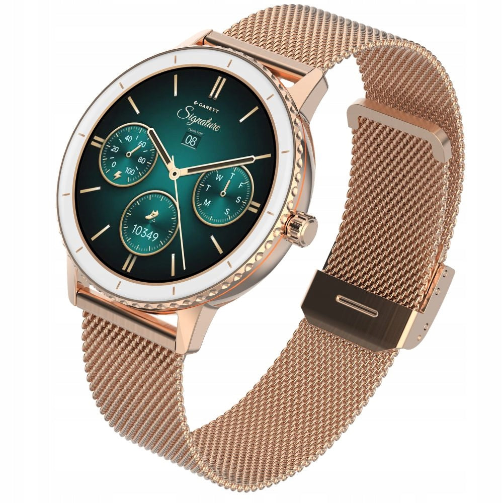 Women's smartwatch Garett Grace rose gold mesh + lip gloss freebie Brand Garett