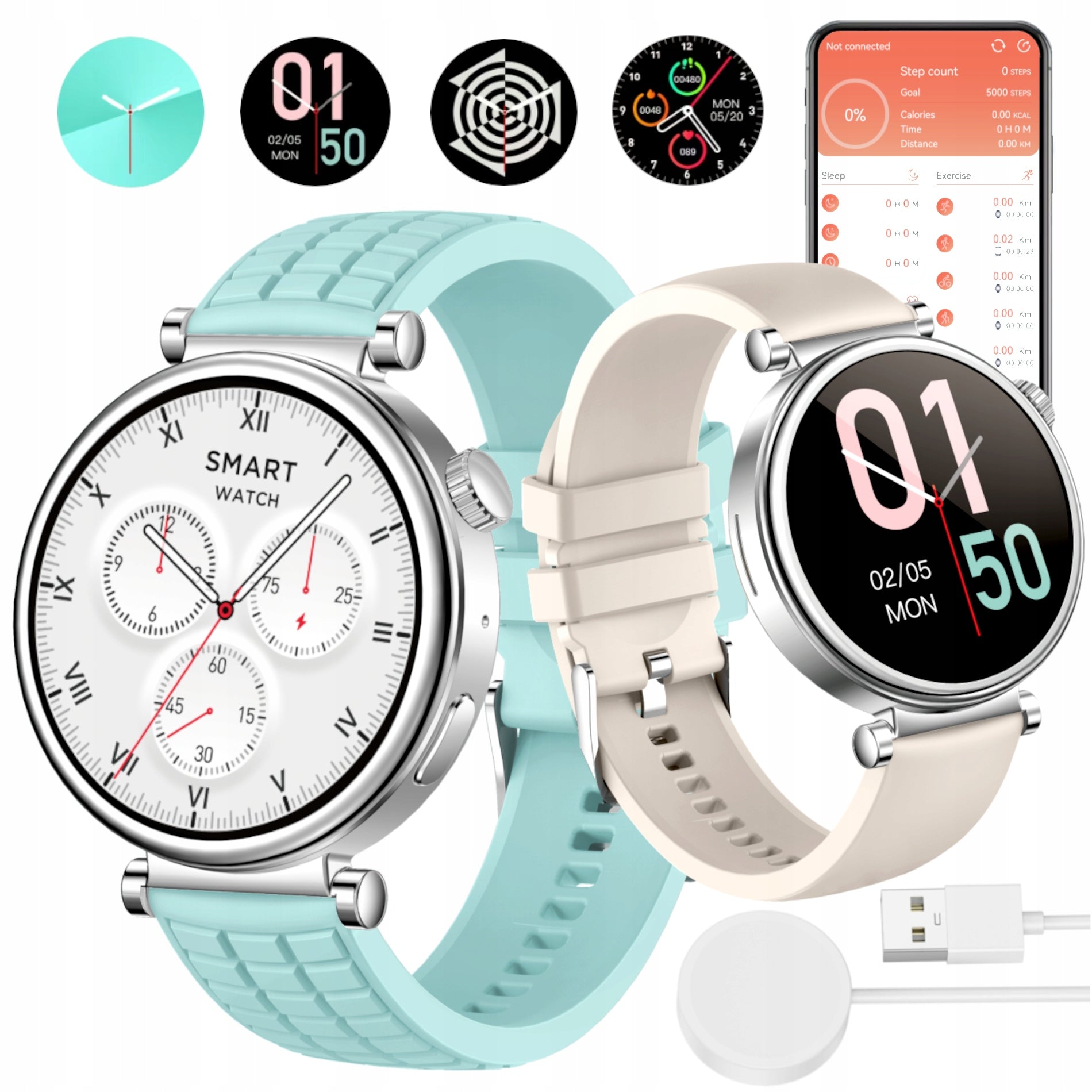 Women's smartwatch function TALK PL GlacierX Ivy SET OF 2 straps
